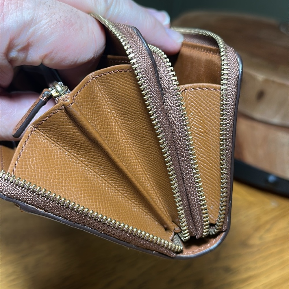 COACH Double Zip Accordion Pebble Leather Wallet - Picture 13 of 16